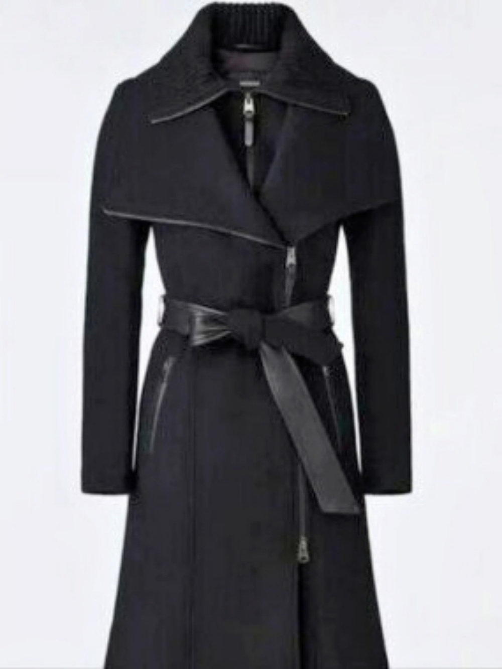 Mackage Wool Jacket Nori Trench Leather Sash Like New Fall Winter Elegant